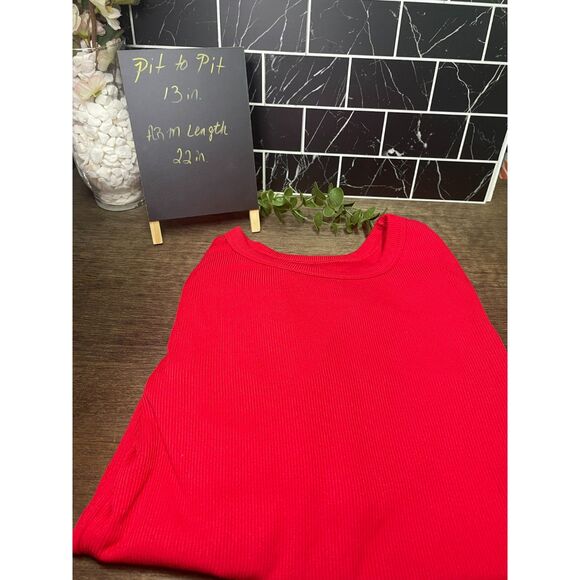 No Boundaries Women’s Ribbed Crewneck Tee – Red – Size XS - Picture 4 of 4